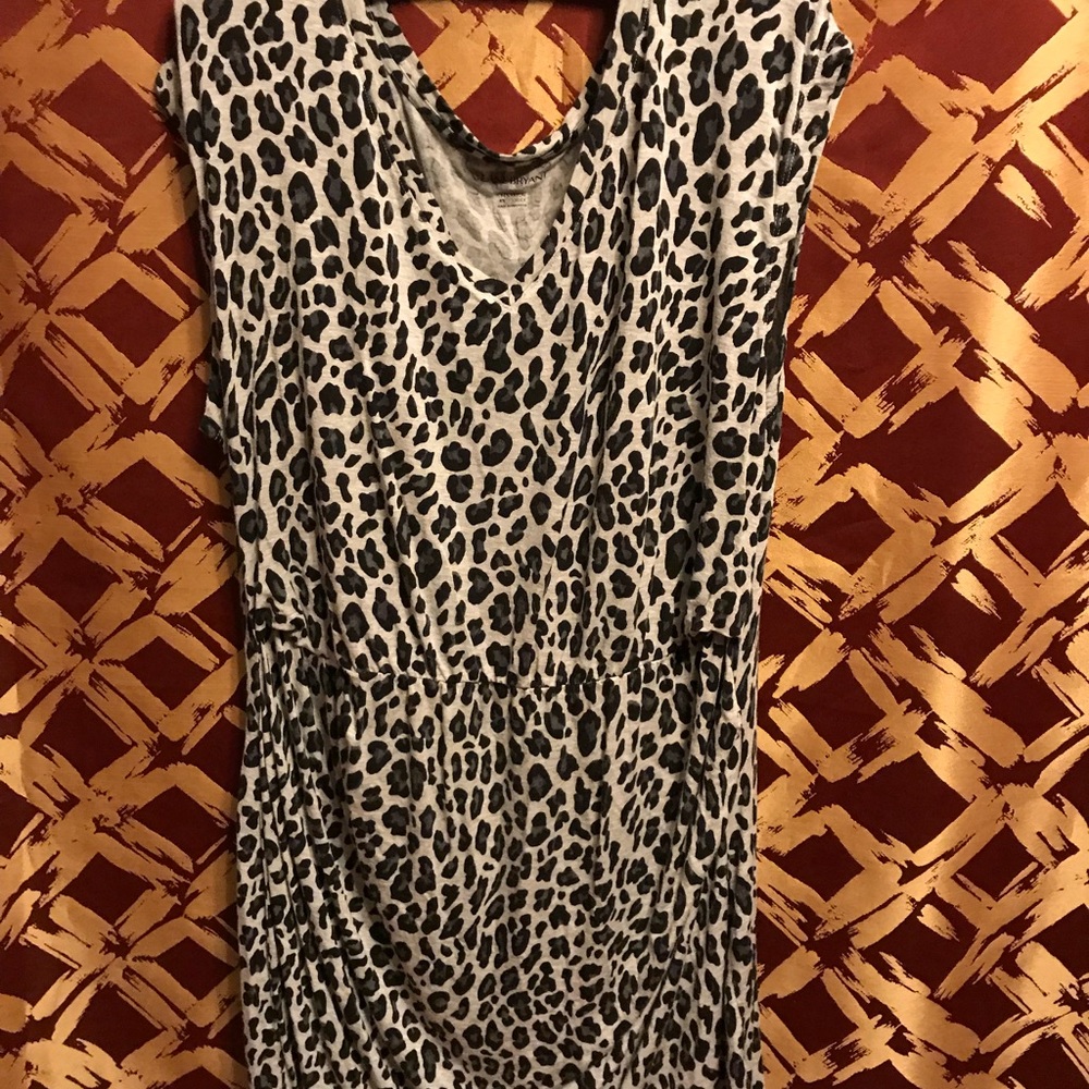 Long Ruched Cotton Tunic in Animal Print Tunic